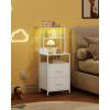 imageWLIVE Nightstand with Charging Station LED Night Stand with 2 Fabric Drawers and 4 Storage Open Shelves Bedside End Table for Bedroom WhiteWhite