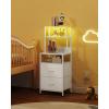 imageWLIVE Nightstand with Charging Station LED Night Stand with 2 Fabric Drawers and 4 Storage Open Shelves Bedside End Table for Bedroom WhiteWhite