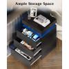 imageWLIVE Nightstand with Charging Station ampamp Led Lights Modern Bedside Table with 3 Drawers and Sliding Top End Table with Hidden Space for Bedroom Living Room 268 Height Night Stand BlackBlack