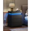 imageWLIVE Nightstand with Charging Station ampamp Led Lights Modern Bedside Table with 3 Drawers and Sliding Top End Table with Hidden Space for Bedroom Living Room 268 Height Night Stand BlackBlack
