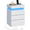 imageWLIVE Nightstand with Charging Station ampamp Led Lights Modern Bedside Table with 3 Drawers and Sliding Top End Table with Hidden Space for Bedroom Living Room 268 Height Night Stand BlackWhite