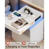 imageWLIVE Nightstand with Charging Station ampamp Led Lights Modern Bedside Table with 3 Drawers and Sliding Top End Table with Hidden Space for Bedroom Living Room 268 Height Night Stand BlackWhite