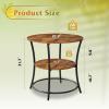 imageWLIVE Side Table Round End Table with 2 Storage Shelves for Living Room Bedroom Nightstand with Steel Frame for Small Spaces Accent Coffee Table BlackRustic Brown