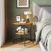 imageWLIVE Side Table Round End Table with 2 Storage Shelves for Living Room Bedroom Nightstand with Steel Frame for Small Spaces Accent Coffee Table BlackRustic Walnut