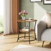 imageWLIVE Side Table Round End Table with 2 Storage Shelves for Living Room Bedroom Nightstand with Steel Frame for Small Spaces Accent Coffee Table BlackRustic Brown