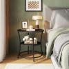 imageWLIVE Side Table Round End Table with 2 Storage Shelves for Living Room Bedroom Nightstand with Steel Frame for Small Spaces Accent Coffee Table BlackBlack