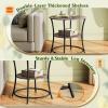 imageWLIVE Side Table Round End Table with 2 Storage Shelves for Living Room Bedroom Nightstand with Steel Frame for Small Spaces Accent Coffee Table BlackGreige