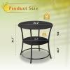 imageWLIVE Side Table Round End Table with 2 Storage Shelves for Living Room Bedroom Nightstand with Steel Frame for Small Spaces Accent Coffee Table BlackBlack