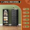 imageWLIVE Tall Dresser for Bedroom 6 Drawer Dressers ampamp Chests of Drawers Fabric Dresser for Closet Night Stand with Metal Frame Storage Tower with Fabric Bins Woodtop Charcoal Black Wood Grain PrintCharcoal Black Wood Grain Print
