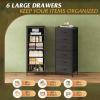 imageWLIVE Tall Dresser for Bedroom 6 Drawer Dressers ampamp Chests of Drawers Fabric Dresser for Closet Night Stand with Metal Frame Storage Tower with Fabric Bins Woodtop Charcoal Black Wood Grain PrintBlack