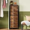 imageWLIVE Tall Dresser for Bedroom 6 Drawer Dressers ampamp Chests of Drawers Fabric Dresser for Closet Night Stand with Metal Frame Storage Tower with Fabric Bins Woodtop Charcoal Black Wood Grain PrintRustic Brown Wood Grain Print
