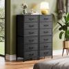 imageWLIVE Tall Dresser for Bedroom 6 Drawer Dressers ampamp Chests of Drawers Fabric Dresser for Closet Night Stand with Metal Frame Storage Tower with Fabric Bins Woodtop Charcoal Black Wood Grain PrintCharcoal Black Wood Grain Print