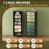 imageWLIVE Tall Dresser for Bedroom 6 Drawer Dressers ampamp Chests of Drawers Fabric Dresser for Closet Night Stand with Metal Frame Storage Tower with Fabric Bins Woodtop Charcoal Black Wood Grain PrintFloral Painted