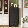 imageWLIVE Tall Dresser for Bedroom 6 Drawer Dressers ampamp Chests of Drawers Fabric Dresser for Closet Night Stand with Metal Frame Storage Tower with Fabric Bins Woodtop Charcoal Black Wood Grain PrintBlack
