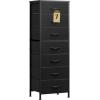imageWLIVE Tall Dresser for Bedroom 6 Drawer Dressers ampamp Chests of Drawers Fabric Dresser for Closet Night Stand with Metal Frame Storage Tower with Fabric Bins Woodtop Charcoal Black Wood Grain PrintBlack