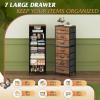 imageWLIVE Tall Dresser for Bedroom 6 Drawer Dressers ampamp Chests of Drawers Fabric Dresser for Closet Night Stand with Metal Frame Storage Tower with Fabric Bins Woodtop Charcoal Black Wood Grain PrintRustic Brown Wood Grain Print