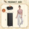 imageWLIVE Tall Dresser for Bedroom 6 Drawer Dressers ampamp Chests of Drawers Fabric Dresser for Closet Night Stand with Metal Frame Storage Tower with Fabric Bins Woodtop Charcoal Black Wood Grain PrintBlack