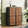 imageWLIVE Tall Dresser for Bedroom 6 Drawer Dressers ampamp Chests of Drawers Fabric Dresser for Closet Night Stand with Metal Frame Storage Tower with Fabric Bins Woodtop Charcoal Black Wood Grain PrintRustic Brown Wood Grain Print