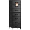 imageWLIVE Tall Dresser for Bedroom 6 Drawer Dressers ampamp Chests of Drawers Fabric Dresser for Closet Night Stand with Metal Frame Storage Tower with Fabric Bins Woodtop Charcoal Black Wood Grain PrintCharcoal Black Wood Grain Print