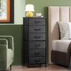 imageWLIVE Tall Dresser for Bedroom 6 Drawer Dressers ampamp Chests of Drawers Fabric Dresser for Closet Night Stand with Metal Frame Storage Tower with Fabric Bins Woodtop Charcoal Black Wood Grain PrintCharcoal Black Wood Grain Print