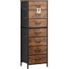 imageWLIVE Tall Dresser for Bedroom 6 Drawer Dressers ampamp Chests of Drawers Fabric Dresser for Closet Night Stand with Metal Frame Storage Tower with Fabric Bins Woodtop Charcoal Black Wood Grain PrintRustic Brown Wood Grain Print