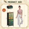 imageWLIVE Tall Dresser for Bedroom 6 Drawer Dressers ampamp Chests of Drawers Fabric Dresser for Closet Night Stand with Metal Frame Storage Tower with Fabric Bins Woodtop Charcoal Black Wood Grain PrintFloral Painted