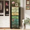 imageWLIVE Tall Dresser for Bedroom 6 Drawer Dressers ampamp Chests of Drawers Fabric Dresser for Closet Night Stand with Metal Frame Storage Tower with Fabric Bins Woodtop Charcoal Black Wood Grain PrintFloral Painted