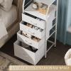 imageWLIVE Tall Nightstand with 4 Fabric Drawers ampamp Open Shelf Bedside Table for Bedroom Modern Tall Dresser Rustic Brown Wood GrainWhite