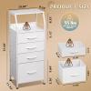 imageWLIVE Tall Nightstand with 4 Fabric Drawers ampamp Open Shelf Bedside Table for Bedroom Modern Tall Dresser Rustic Brown Wood GrainWhite