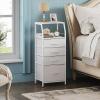 imageWLIVE Tall Nightstand with 4 Fabric Drawers ampamp Open Shelf Bedside Table for Bedroom Modern Tall Dresser Rustic Brown Wood GrainWhite