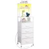 imageWLIVE Tall White Nightstand with Charging Station LED Night Stand with 3 Fabric Drawers and Storage Open Shelves Bedroom Nightstand Table Bed Side Table for Living RoomWhite