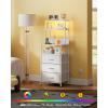 imageWLIVE Tall White Nightstand with Charging Station LED Night Stand with 3 Fabric Drawers and Storage Open Shelves Bedroom Nightstand Table Bed Side Table for Living RoomWhite