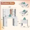 imageWLIVE Vanity Desk with Large Mirror and Lights 43 White Makeup Table Set with Chair 3 Drawers ampamp 2 Cabinets 3 Colors Lighting Modes ampamp Adjustable LED ampamp Power Outlets for Bedroom BlackWhite
