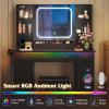 imageWLIVE Vanity Desk with Large Mirror and Lights 43 White Makeup Table Set with Chair 3 Drawers ampamp 2 Cabinets 3 Colors Lighting Modes ampamp Adjustable LED ampamp Power Outlets for Bedroom BlackBlack