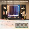 imageWLIVE Vanity Desk with Large Mirror and Lights 43 White Makeup Table Set with Chair 3 Drawers ampamp 2 Cabinets 3 Colors Lighting Modes ampamp Adjustable LED ampamp Power Outlets for Bedroom BlackBlack