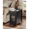 imageWLIVE End Table with Charging Station Narrow Side Table for Living Room Farmhouse Night Stand with Storage Small Wooden Cabinet Nightstand with USB Ports and Outlets 237quot D x 1378quot W x 237quot HBlack