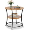 imageWLIVE Side Table Round End Table with 2 Storage Shelves for Living Room Bedroom Nightstand with Steel Frame for Small Spaces Accent Coffee Table BlackRustic Walnut