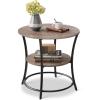 imageWLIVE Side Table Round End Table with 2 Storage Shelves for Living Room Bedroom Nightstand with Steel Frame for Small Spaces Accent Coffee Table BlackGreige
