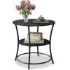 imageWLIVE Side Table Round End Table with 2 Storage Shelves for Living Room Bedroom Nightstand with Steel Frame for Small Spaces Accent Coffee Table BlackBlack