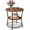 imageWLIVE Side Table Round End Table with 2 Storage Shelves for Living Room Bedroom Nightstand with Steel Frame for Small Spaces Accent Coffee Table BlackRustic Brown