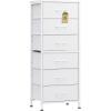 imageWLIVE Tall Dresser for Bedroom 6 Drawer Dressers ampamp Chests of Drawers Fabric Dresser for Closet Night Stand with Metal Frame Storage Tower with Fabric Bins Woodtop Charcoal Black Wood Grain PrintWhite