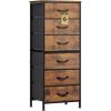 imageWLIVE Tall Dresser for Bedroom 6 Drawer Dressers ampamp Chests of Drawers Fabric Dresser for Closet Night Stand with Metal Frame Storage Tower with Fabric Bins Woodtop Charcoal Black Wood Grain PrintRustic Brown Wood Grain Print