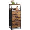imageWLIVE Tall Nightstand with 4 Fabric Drawers ampamp Open Shelf Bedside Table for Bedroom Modern Tall Dresser Rustic Brown Wood GrainRustic Brown Wood Grain Print