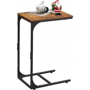 imageWLIVE C Shaped End Table Small Couch Side Tables with Metal Frame Sofa Table TV Tray for Living Room Bedroom GreigeRustic Brown