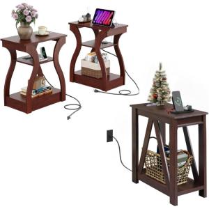 imageWLIVE End Tables Living Room Set of 2 ampamp Narrow End Table with Charging Station