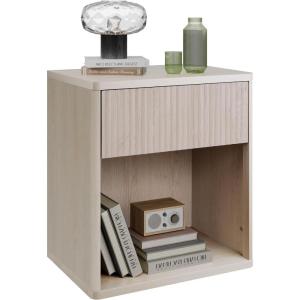 imageWLIVE Night Stand Set of 2 Wood Nightstand Sets with Storage Drawer and Open Shelf Fluted Bedroom Nighstands Mid Century Bed Side Table End Tables Living Room Dorm Home Office White AlderWhite Alder