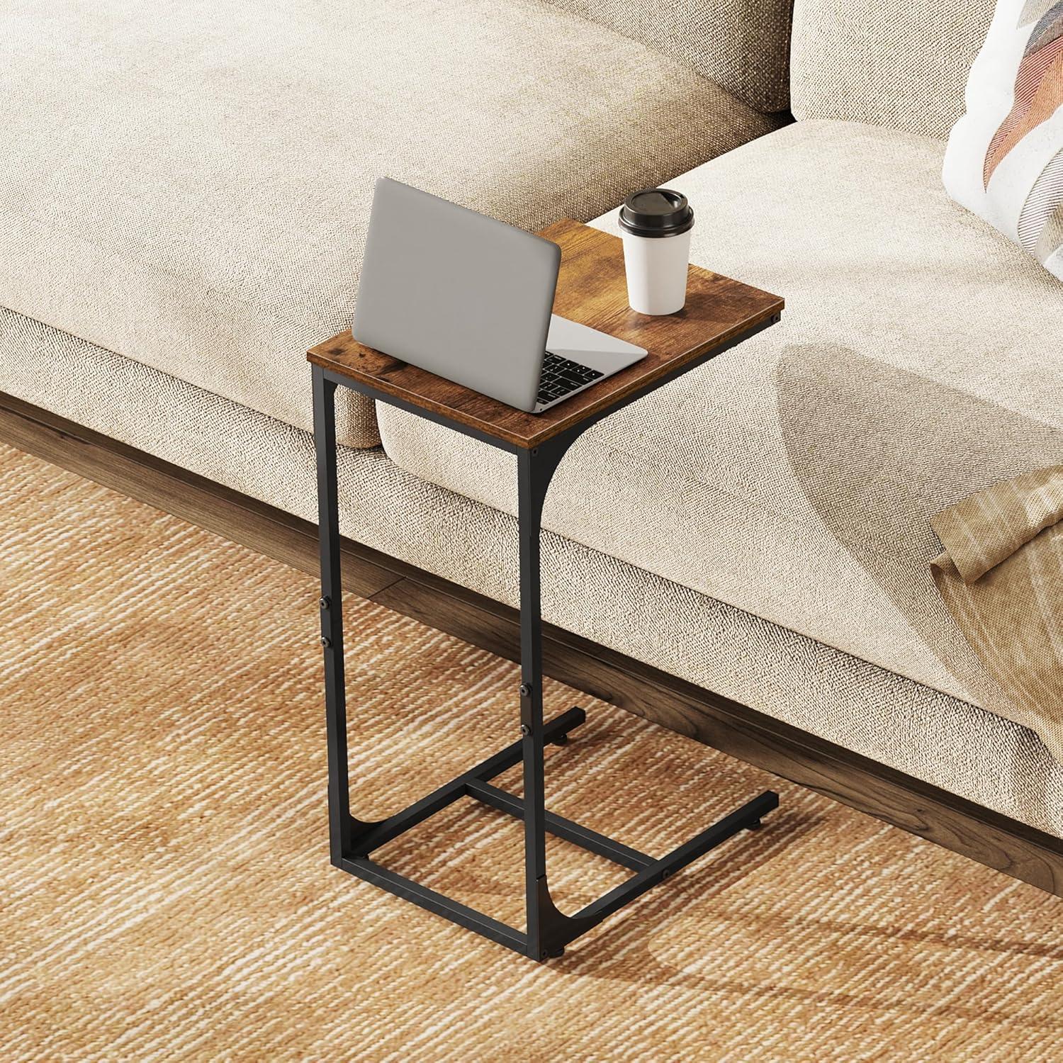 imageWLIVE C Shaped End Table with Modern TV Stand for 65 Inch TV