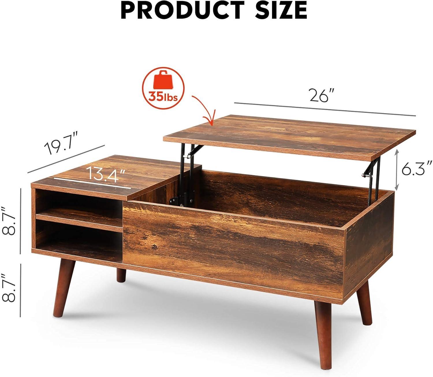 imageWLIVE Coffee Table and End Table Set Retro Brown Rustic Brown