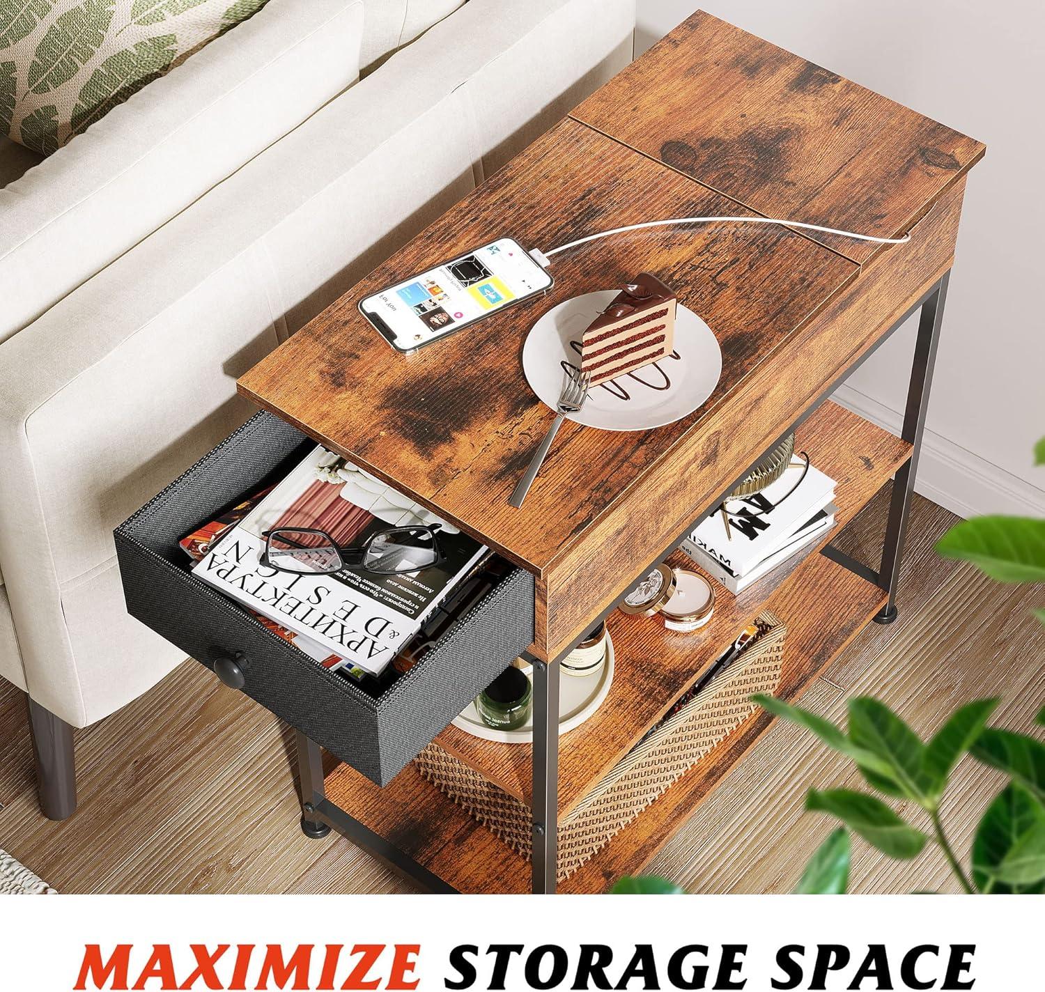 imageWLIVE Coffee Table and End Table Set Retro Brown Rustic Brown