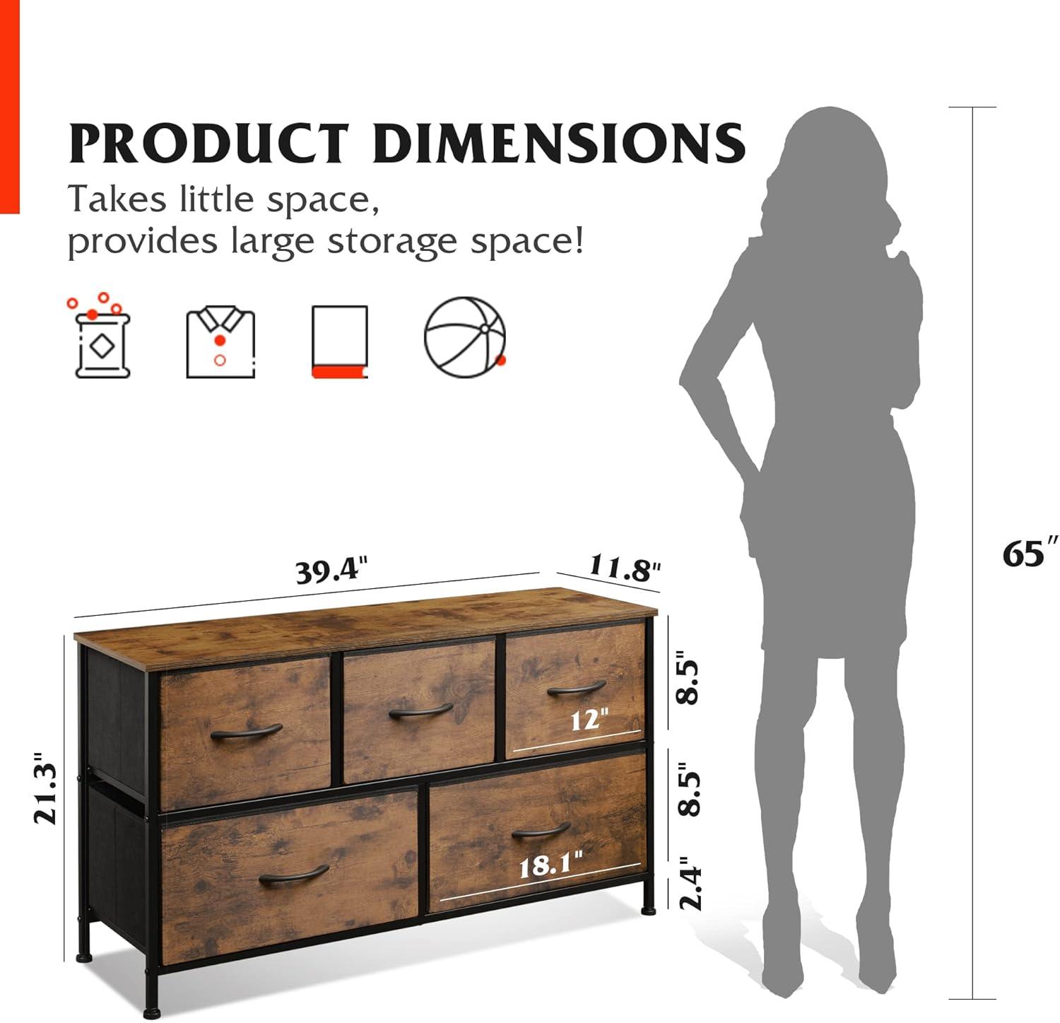 imageWLIVE Dresser and End Table Set Rustic Brown